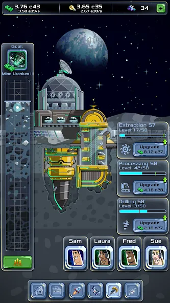 Idle Space Company — Мод: Безлимитные деньги и ресурсы — скриншот 4