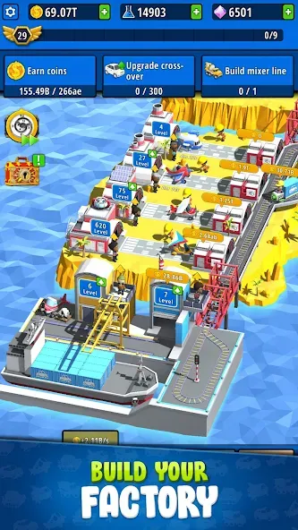Idle Inventor - Factory Tycoon — Мод: Безлимитные деньги и ресурсы — скриншот 1 Idle Inventor - Factory Tycoon — Мод: Безлимитные деньги и ресурсы — скриншот 1