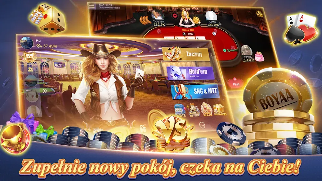 Скачать Texas Poker Polski (Boyaa] (Мод: Безлимитные фишки и бонусы) на Андроид — скриншот 3