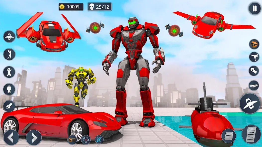 Скачать Flying Car Robot Game Car Game (Мод: Безлимитные деньги и все машины открыты) на Андроид — скриншот 4