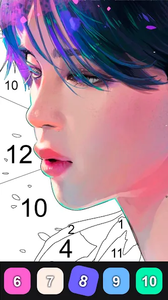 Скачать Kpop Paint by Numbers BT21 (Мод: Без рекламы и все картинки открыты) на Андроид — скриншот 4