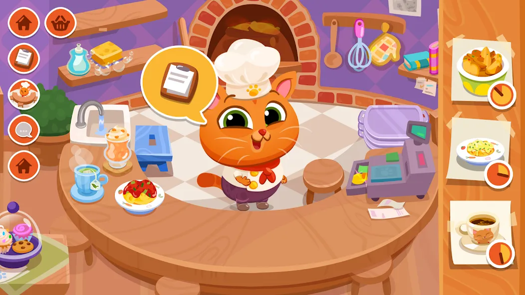 Bubbu Restaurant - My Cat Game — Мод: Много монет и все блюда открыты — скриншот 1