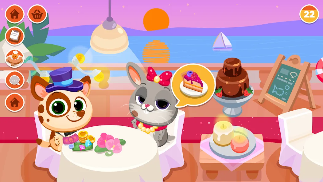 Bubbu Restaurant - My Cat Game — Мод: Много монет и все блюда открыты — скриншот 2