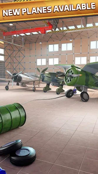 Idle Planes: Build Airplanes MOD APK на Android — Безлимитные деньги и все самолеты открыты — скриншот 1