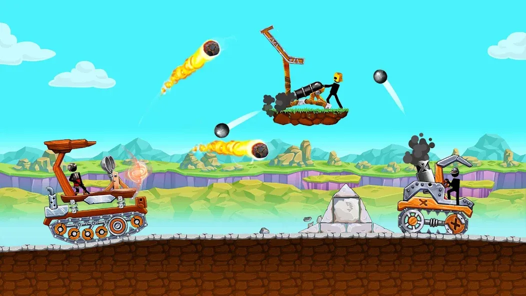 Скачать The Tank: Stick pocket hill на Андроид — Безлимитные деньги и оружие — скриншот 3