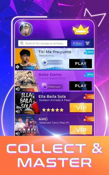 Скачать Beat Tiles: Music Game на телефон — Разблокированы все песни и уровни — скриншот 3