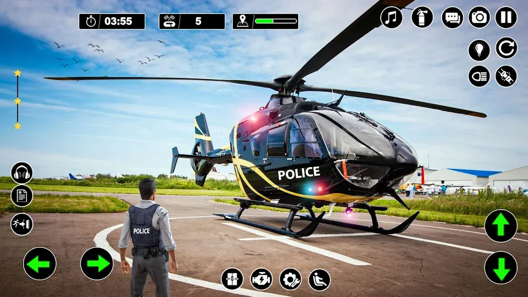 Скачать Police Helicopter Chase Game на Андроид — Безлимитные деньги и всё открыто — скриншот 1