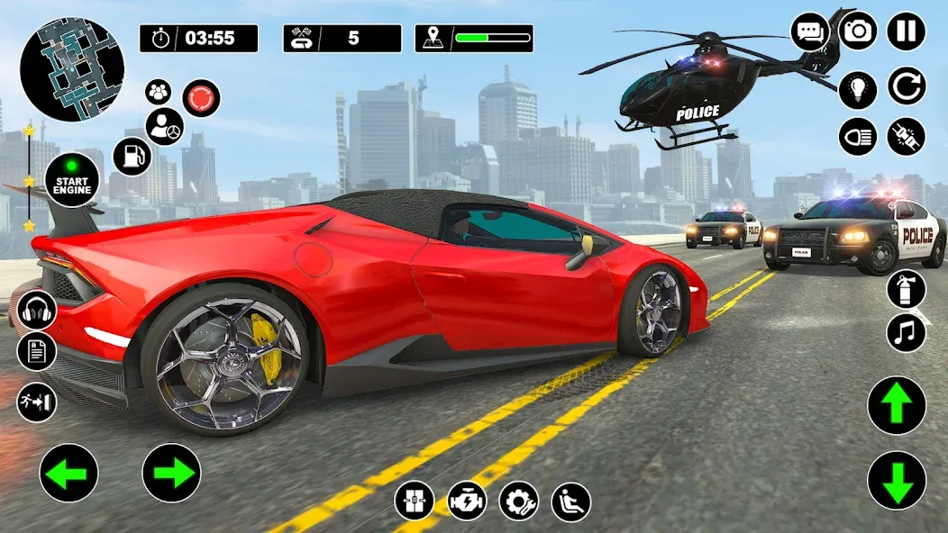 Скачать Police Helicopter Chase Game на Андроид — Безлимитные деньги и всё открыто — скриншот 4