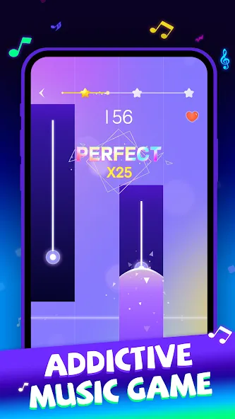 Скачать Beat Piano Dance:music game (Мод: Новые песни и открыты все уровни) на Андроид — скриншот 1