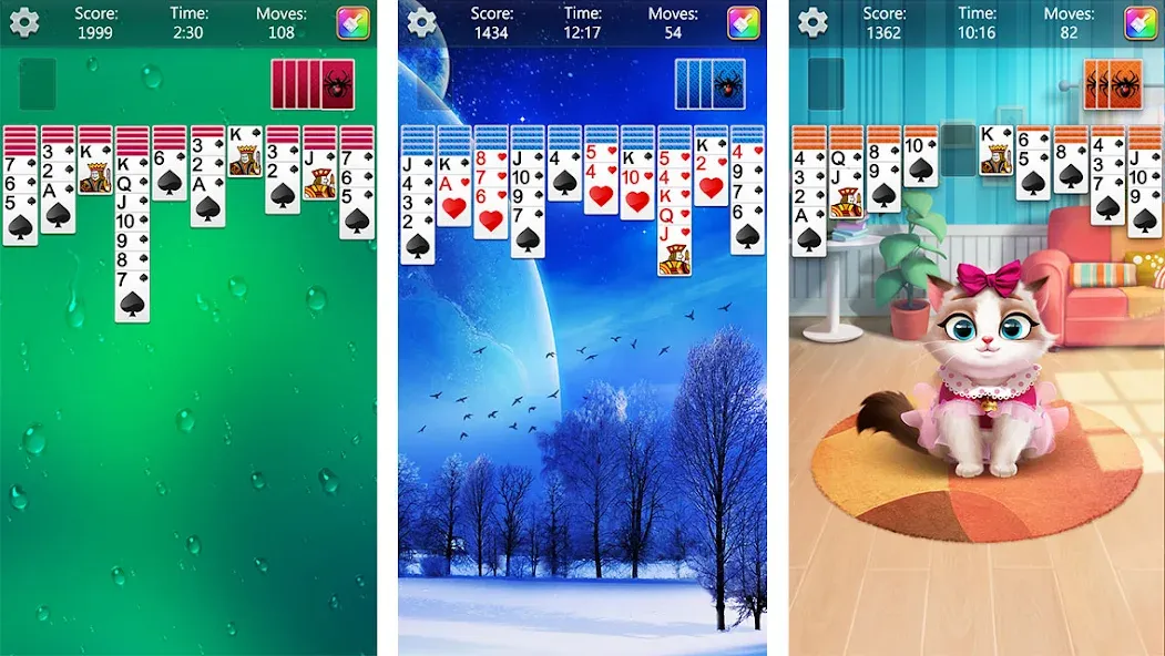 Скачать Spider Solitaire Fun — Модификация Без рекламы и подсказки доступны — скриншот 1
