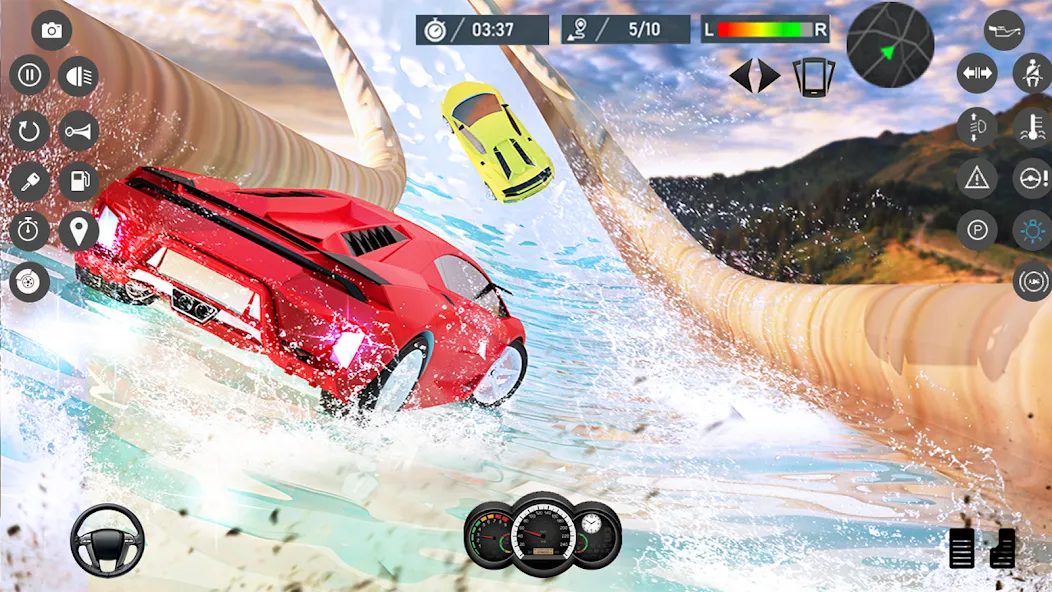 Скачать Water Slide Car Race games с модом — Без рекламы и все машины открыты — скриншот 1 Скачать Water Slide Car Race games с модом — Без рекламы и все машины открыты — скриншот 1