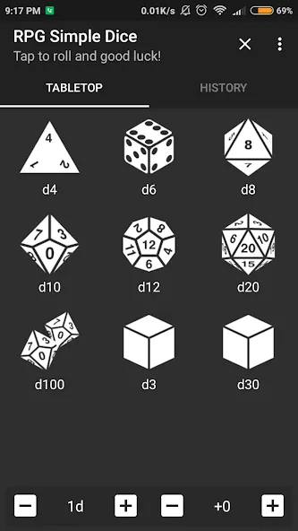 RPG Simple Dice Mod APK Бесконечные броски и все кубики — Скачать на Андроид — скриншот 1