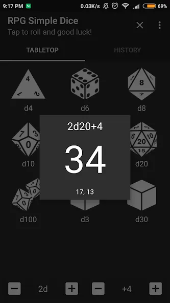 RPG Simple Dice Mod APK Бесконечные броски и все кубики — Скачать на Андроид — скриншот 2