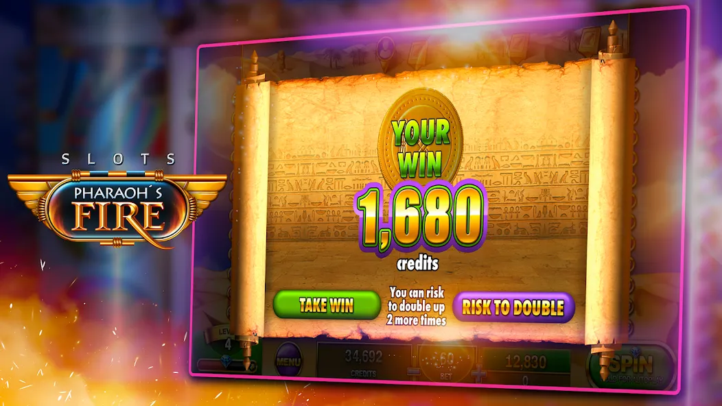Взломанная Slots - Pharaoh's Fire на Андроид — Безлимитные монеты и бесплатные вращения — скриншот 4