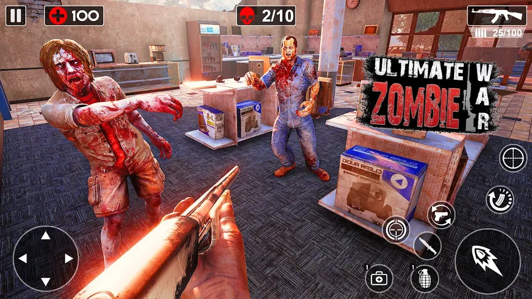 Скачать Zombie Games 3d 2024 : fps War на телефон — Безлимитные патроны и здоровье — скриншот 2