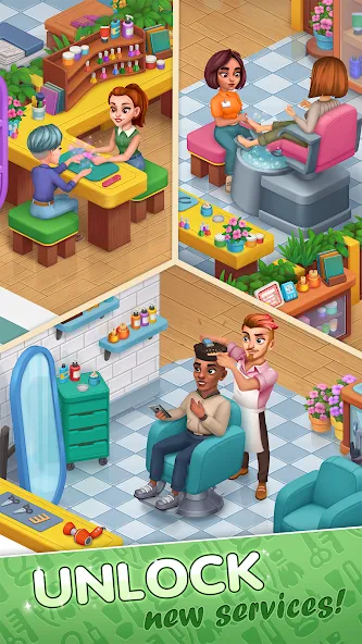 Beauty Tycoon: Hair Salon Game на Андроид — Безлимитные деньги и все прически открыты — скриншот 3