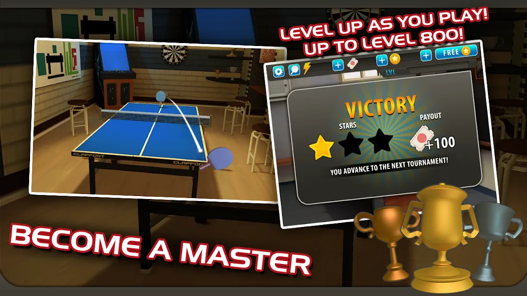 Ping Pong Masters MOD APK — Безлимитные монеты и разблокированы ракетки — скриншот 3