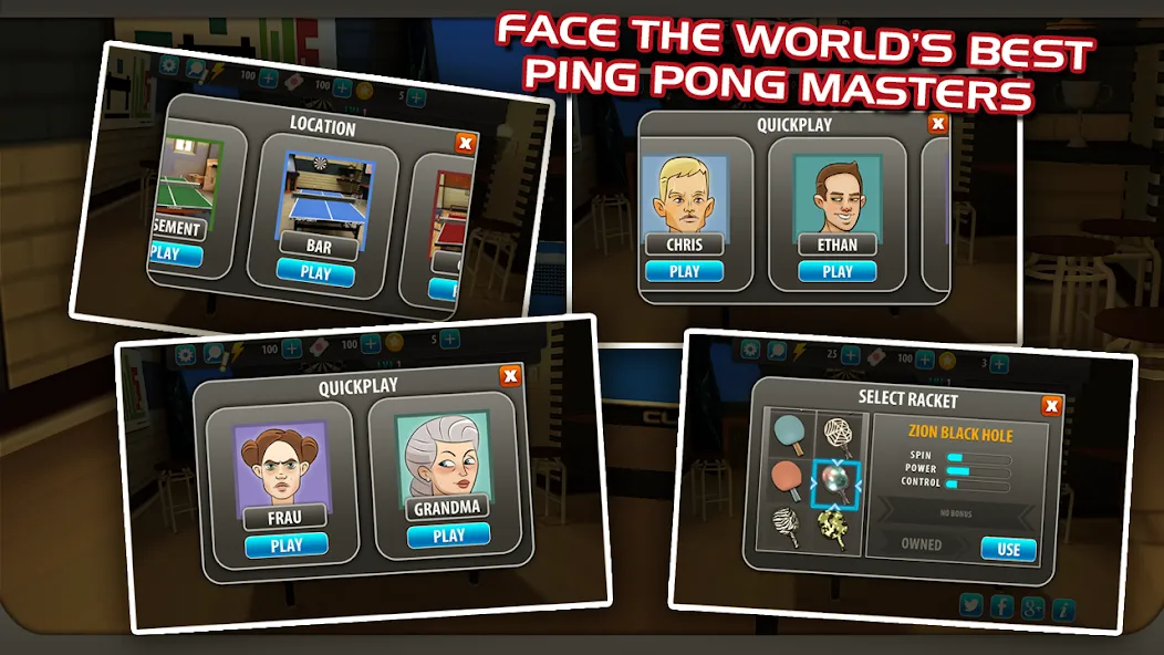 Ping Pong Masters MOD APK — Безлимитные монеты и разблокированы ракетки — скриншот 5