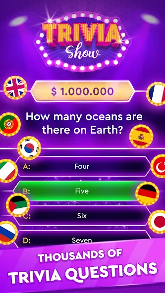Trivia Show: TV Word Quiz Game на Андроид — Мод Открыты все вопросы и подсказки — скриншот 1 Trivia Show: TV Word Quiz Game на Андроид — Мод Открыты все вопросы и подсказки — скриншот 1