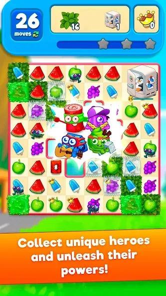 Sugar Heroes - match 3 game MOD APK на Android — Безлимитные жизни и подсказки — скриншот 2
