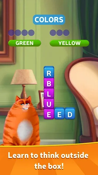 Kitty Scramble: Word Game (Мод Безлимитные подсказки и жизни) — скриншот 1 Kitty Scramble: Word Game (Мод Безлимитные подсказки и жизни) — скриншот 1