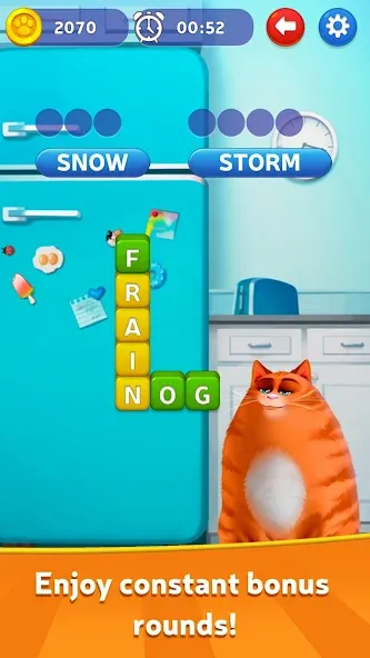 Kitty Scramble: Word Game (Мод Безлимитные подсказки и жизни) — скриншот 3 Kitty Scramble: Word Game (Мод Безлимитные подсказки и жизни) — скриншот 3