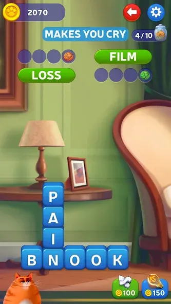 Kitty Scramble: Word Game (Мод Безлимитные подсказки и жизни) — скриншот 5 Kitty Scramble: Word Game (Мод Безлимитные подсказки и жизни) — скриншот 5