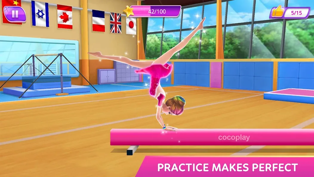 Gymnastics Superstar Star Girl на Андроид — Безлимитные деньги и все костюмы — скриншот 4
