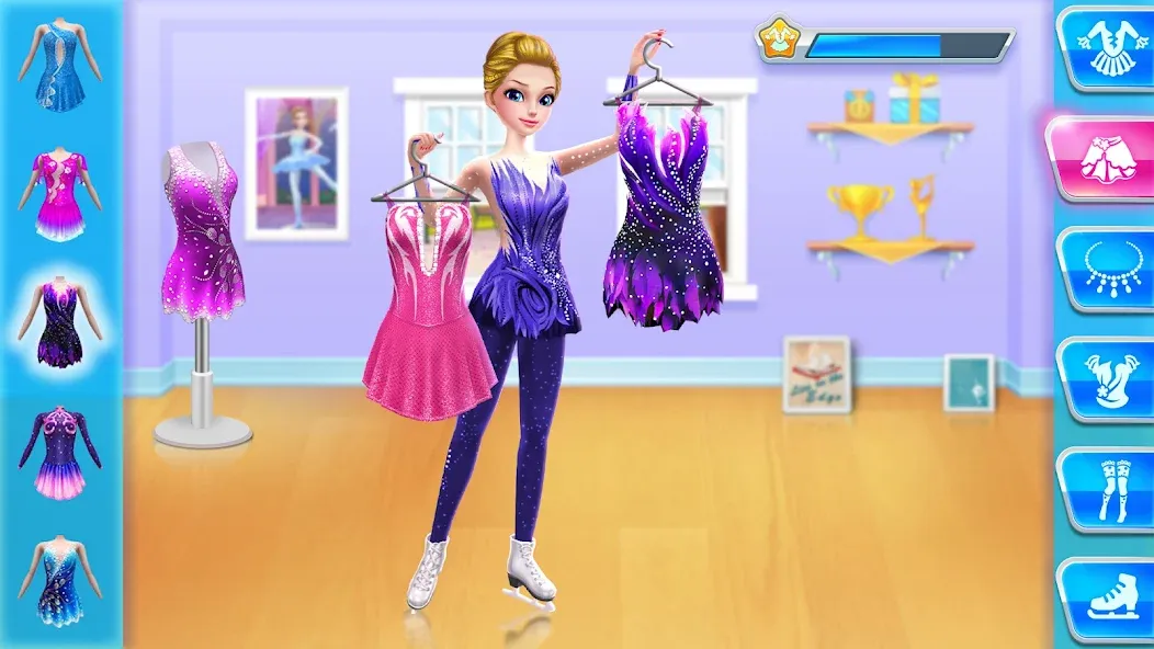 Ice Skating Ballerina Life на Андроид — Разблокированы все костюмы и уровни — скриншот 1