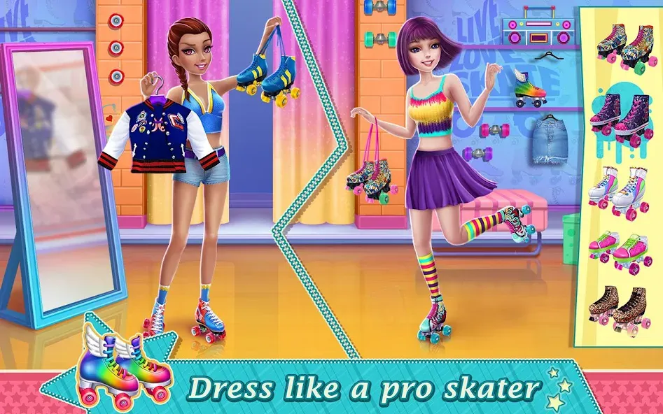 Roller Skating Girls MOD APK — Безлимитные монеты и все уровни открыты — скриншот 1