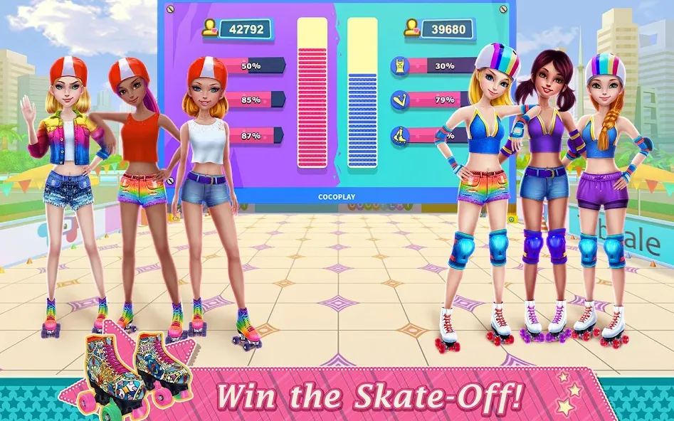 Roller Skating Girls MOD APK — Безлимитные монеты и все уровни открыты — скриншот 4