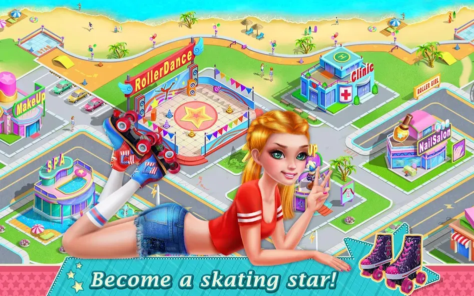 Roller Skating Girls MOD APK — Безлимитные монеты и все уровни открыты — скриншот 5