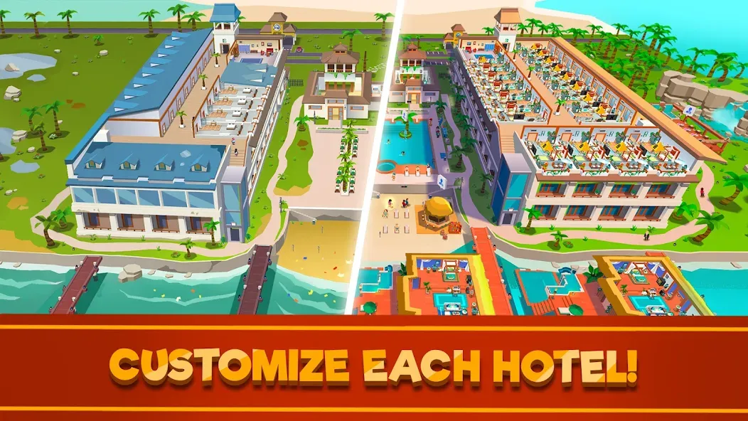 Скачать Hotel Empire Tycoon－Idle Game (Мод: Безлимитные деньги и премиум функции) на Андроид — скриншот 2
