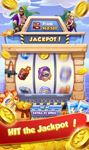 Скачать Coin Gangster - Spin Master (Мод: Безлимитные монеты и усиленные вращения) на Андроид — скриншот 1