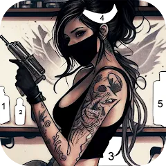 Tattoo Coloring games MOD — Все татуировки и цвета открыты на Андроид