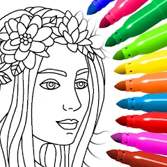 Скачать Coloring for girls and women — Модификация Все раскраски и инструменты открыты