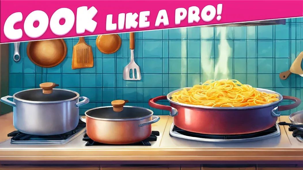 Скачать взломанную Cooking Taste Restaurant Games — Безлимитные монеты и все блюда — скриншот 1