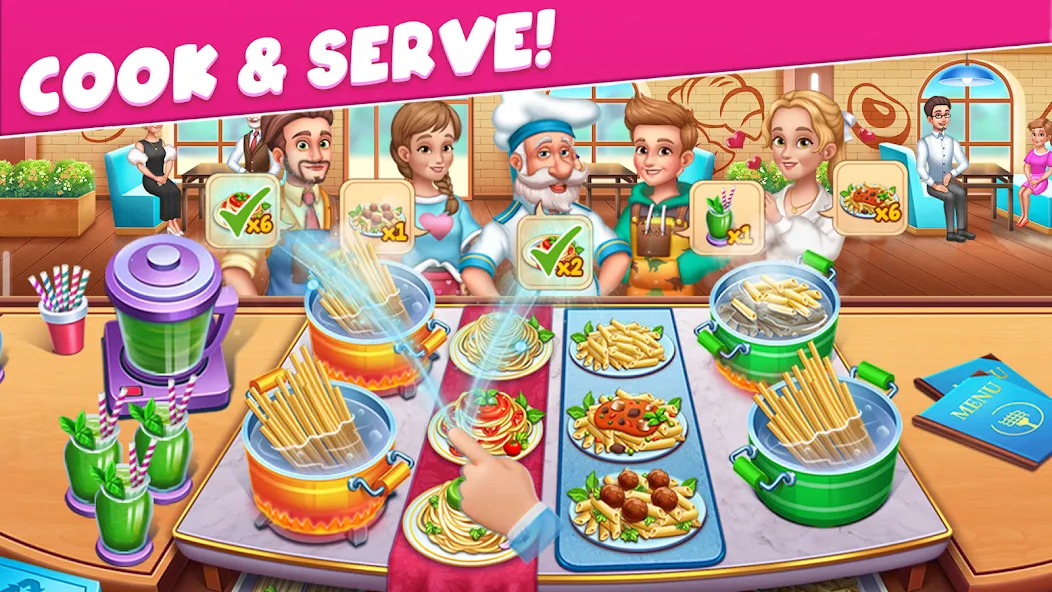Скачать взломанную Cooking Taste Restaurant Games — Безлимитные монеты и все блюда — скриншот 3