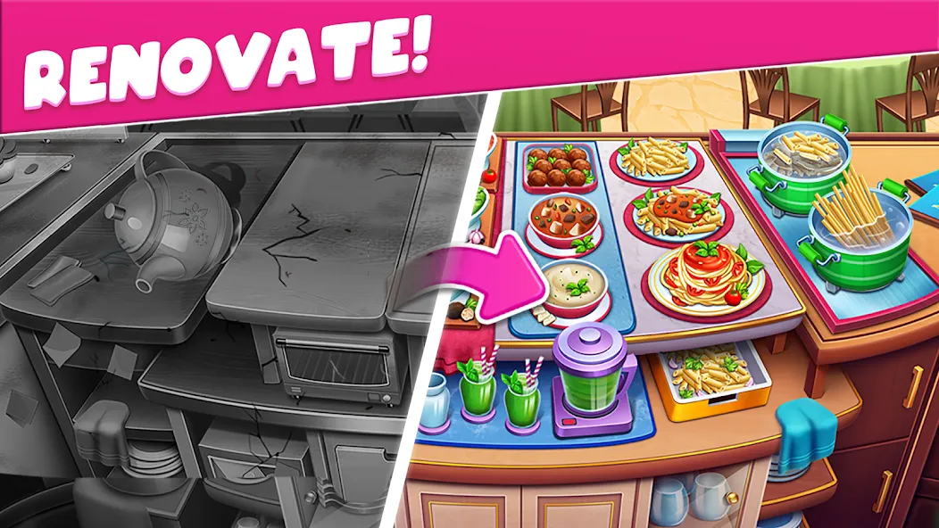 Скачать взломанную Cooking Taste Restaurant Games — Безлимитные монеты и все блюда — скриншот 4
