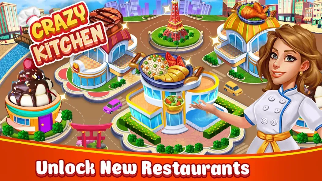 Food Game Crazy Super Chef — Мод: Безлимитные деньги и открыты все рецепты — скриншот 1