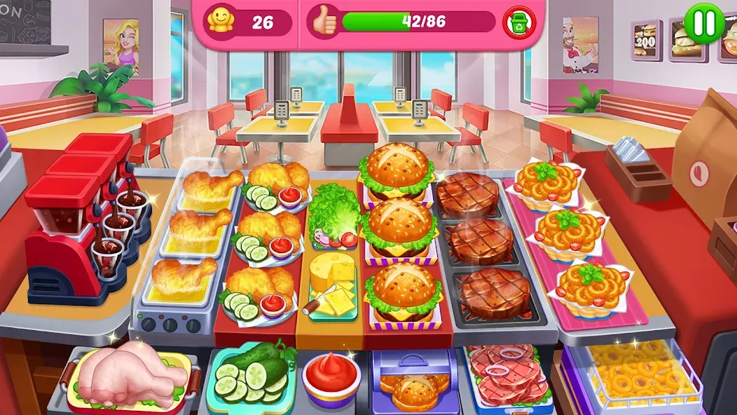 Crazy Cooking Diner: Chef Game — Взломанная версия (Безлимитные деньги и все уровни) — скриншот 1