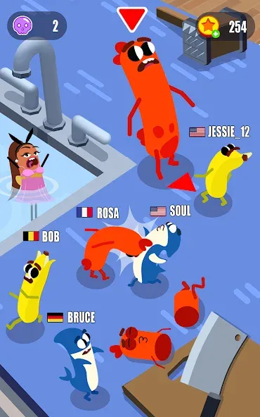 Sausage Wars.io MOD APK — Без рекламы и все скины — скриншот 1 Sausage Wars.io MOD APK — Без рекламы и все скины — скриншот 1