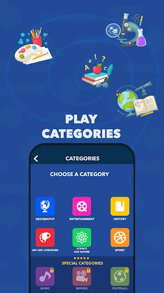 Скачать General Knowledge Quiz — Модификация Безлимитные подсказки и открыты все категории — скриншот 4
