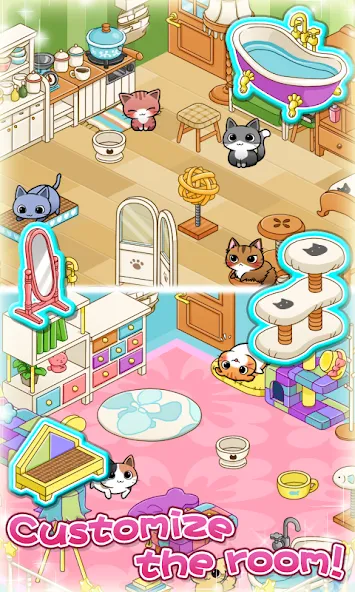 Cat Room - Cute Cat Games — Мод: Милые котики и новые комнаты — скриншот 4