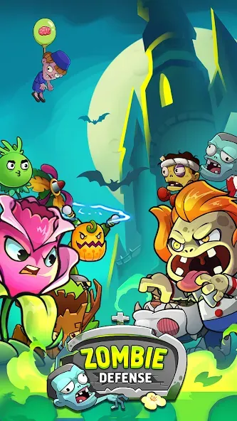 Zombie Defense - Plants War MOD APK — Безлимитные деньги и мощные растения — скриншот 1