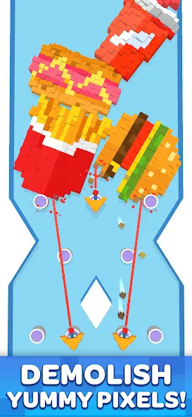 Взломанная Pixel Demolish на Андроид — Безлимитные деньги и усиленные орудия — скриншот 1