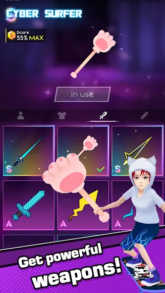 Скачать Cyber Surfer MOD APK — Безлимитные деньги и энергия — скриншот 5