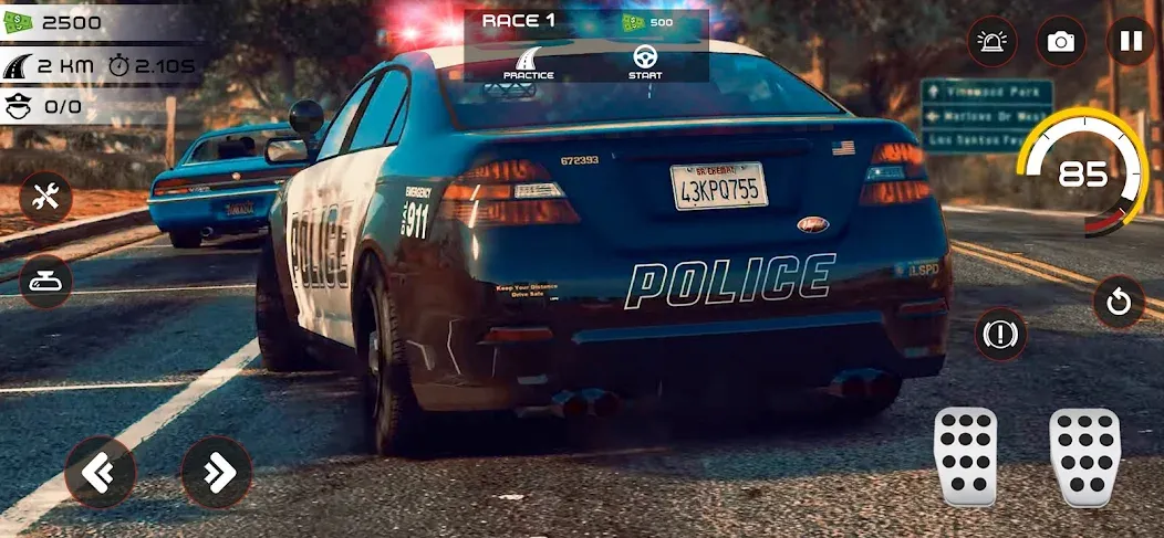 Взломанная Highway Police Chase Simulator на Андроид — Безлимитные деньги и топливо — скриншот 2