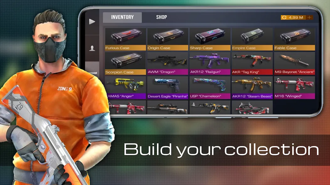 Скачать взломанную Case guns Simulator Standoff 2 — Открыты кейсы и много золота — скриншот 3