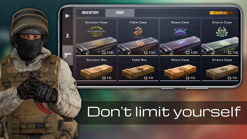 Скачать взломанную Case guns Simulator Standoff 2 — Открыты кейсы и много золота — скриншот 4